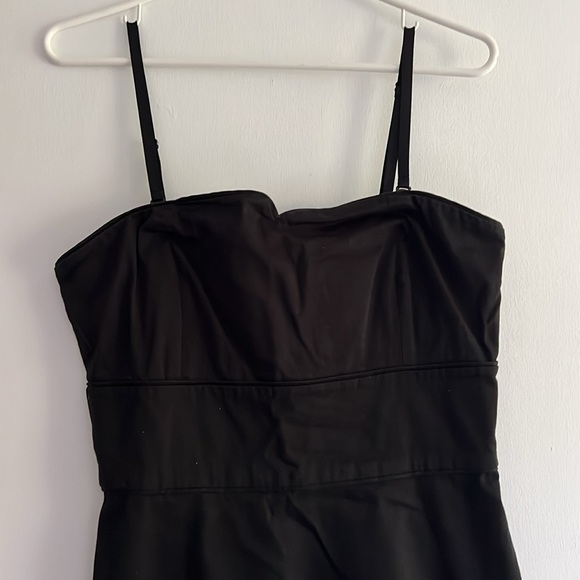 Black Strapless Dress with Silky Green Belt size 8 - Picture 2 of 6